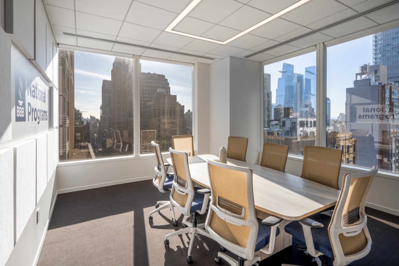 Corner conference room with views of New York skyline